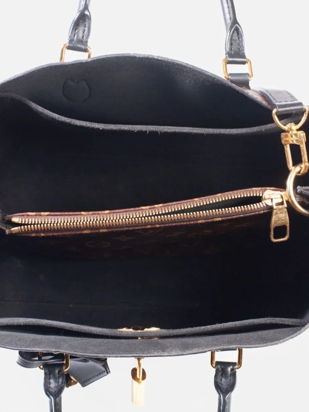 Authentic Louis Vuitton Monogram Flower Tote Black Shoulder Bag